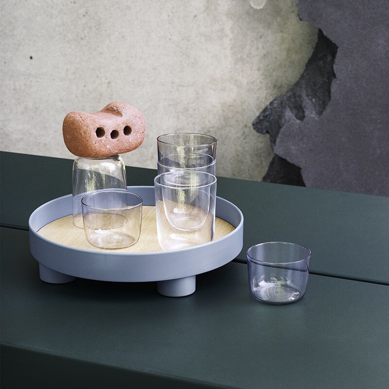 Plateau rond nordique en plastique, plateau rond en bois en plastique pour organiser les collations, articles divers, plateau de pied haut, décoration de bureau à domicile, plateau à thé