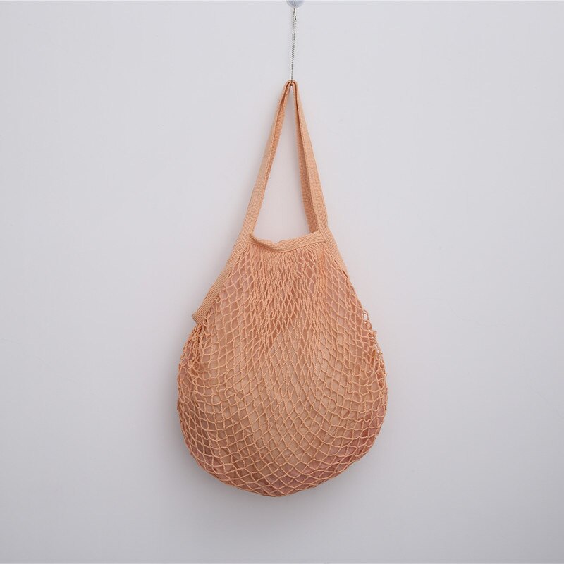 Grande taille main courte pratique Shopping maille sac coton fruits chaîne sac supermarché sac rôti: Champagne Color