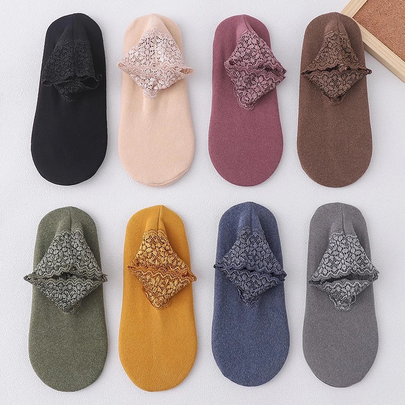 1 Pairs Thicken Winter Lace Women Socks Warm Thermal Soft Solid Color Socks Wool Cashmere Snow Velvet Socks Home Floor Socks