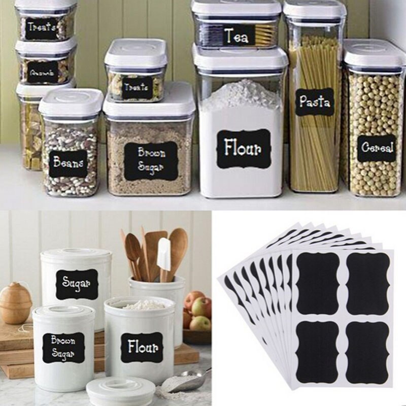 36pcs Fancy Black Board Kitchen Jam Jar Label Labels Stickers Kitchen Decor Cardboard Black Stickers Labels