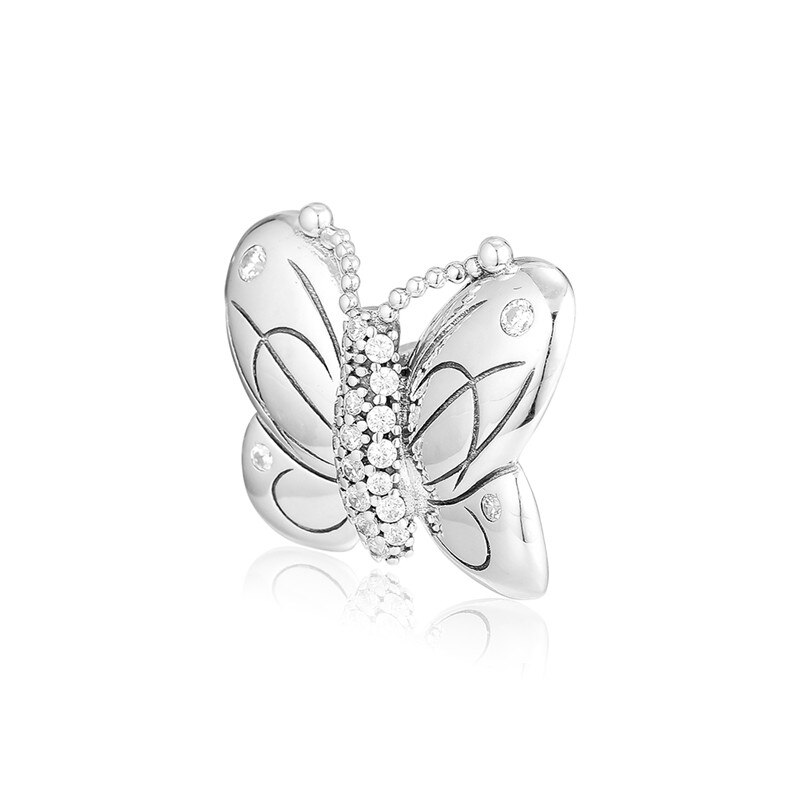 Decorative Butterfly Bead Silver 925 Jewelry Charm Beads for Charms Bracelets Women Pave CZ DIY Beads for Jewelry Making