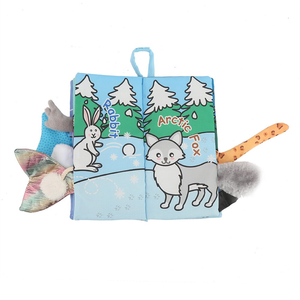 0-2 y frühfördernde lernhilfen babybuch frühpädagogik aktivität #39 tier- und schwanzbuch (blauer gletscher) weiches stoffmaterial