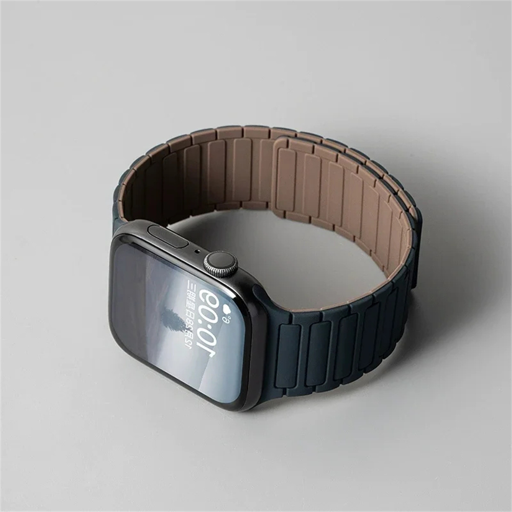 Soft Magnetic Silicone Strap for Apple Watch Ultra 2 49mm 46mm 42mm 45mm 41mm 44mm 40mm Band for IWatch Series 10 9 8 7 6 SE 5 4: Purple Green / 14mm