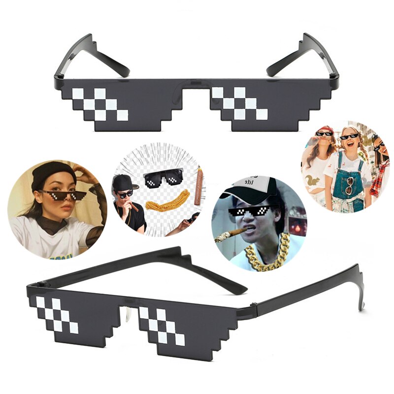 8 bits Thug vida gafas de sol pixelada hombres mujeres gafas de sol de mosaico UV400 gafas Vintage Unisex gafas de juguete