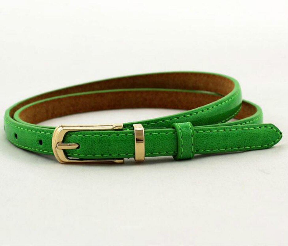 Snoepkleurige metalen gesp dunne casual riem voor dames leren riem vrouwelijke banden tailleband voor kledingaccessoires: Groente