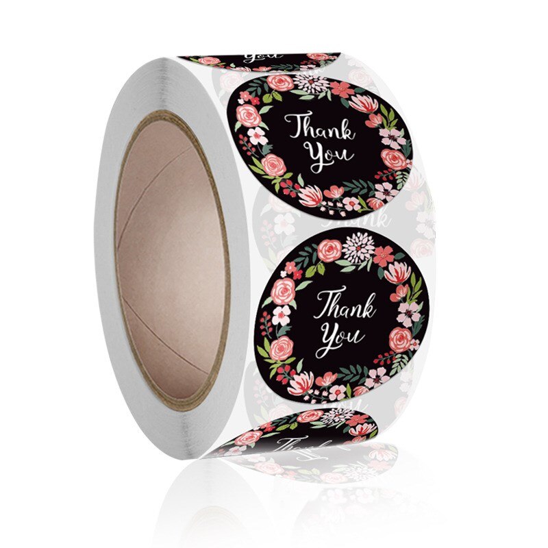 Thank You Flowers Sticker Paper Labels Round Reward scrapbooking Stickers Wedding Party decor Envelope Seals Stickers Stationery: A 300pcs