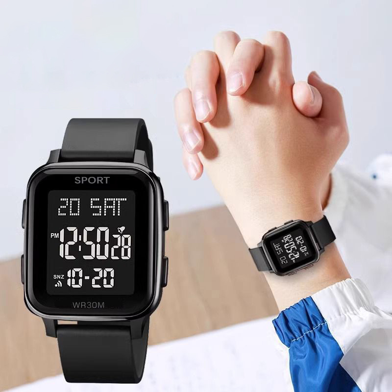 Reloj deportivo YIKAZE para hombre, reloj electrónico multifunción resistente al agua, reloj de pulsera Digital LED ultrafino para hombre y estudiante