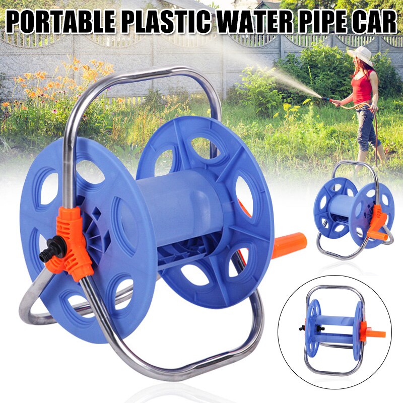 Water Hose Reel Rust Resistant Stainless Steel Handle Portable Space Saving Tool Store Hose SEC88