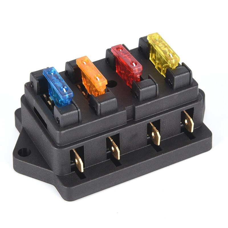 Car 4 Way Circuit Standard ATO Blade Fuse Box Block Holder 12V/24V+4 Way Fuse 1pc