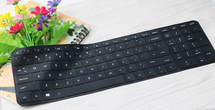 15 15.6 inch Soft Silicone Keyboard Protector Cover Skin For HP 250 G5 Pavilion 15 ENVY 15 TPN-C125 TPN-C126 HQ-TRE: Allblack