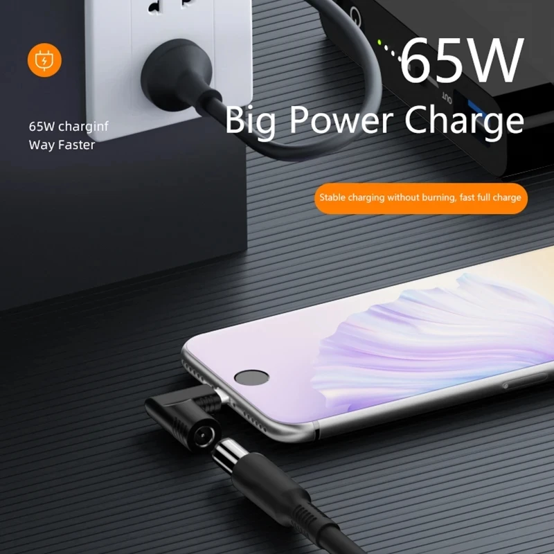 65w usb-c snellaadkabels voor lenovo laptopladers, dc-aansluiting met vierkante stekker naar type-c pd-voedingsadapter/converter