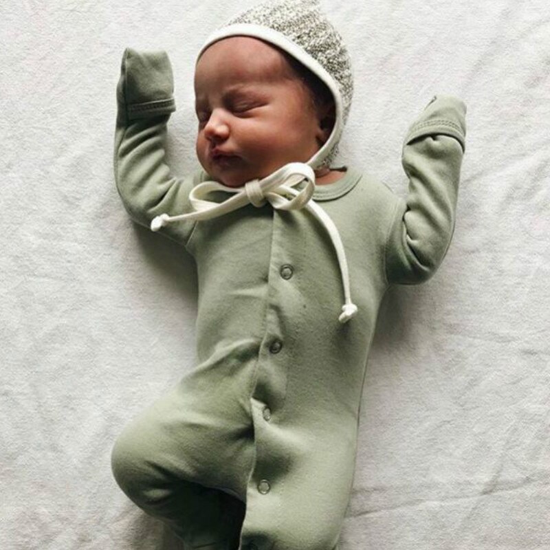 Peuter Meisje Kleding Zuigeling Effen Kleur Lange Mouwen Footies Pak Baby Meisje Jongen Kleding Lange Mouw Footies