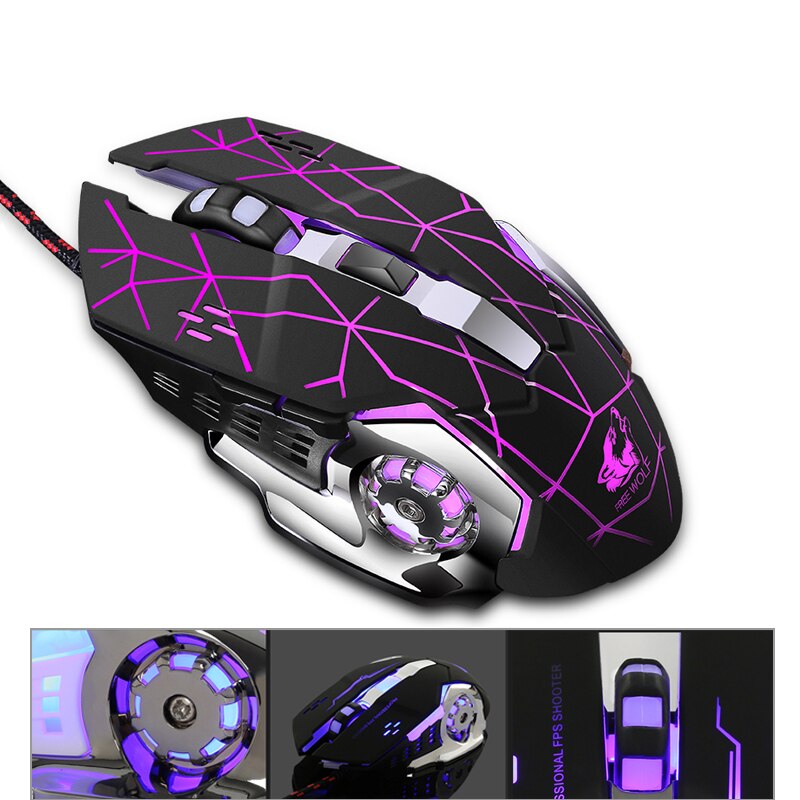 V5 Wired Mechanical Gaming Mouse 4000DPI Optical USB LED Backlit Macro Programmable Computer Mouse Gamer 6 Button for PC Laptop
