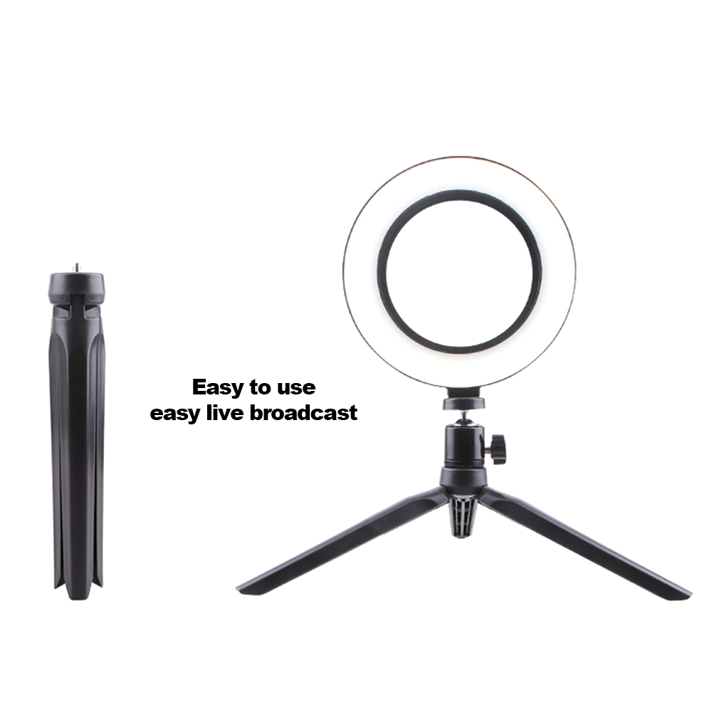 Fotografering makeup lampe spejl led selfie lys 260mm dæmpbar make up kamera telefon lampe med bordstativ telefon holder stand