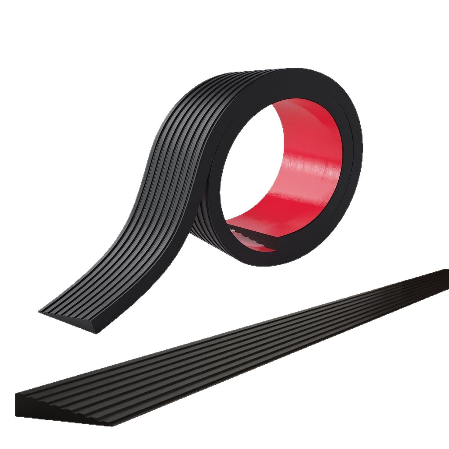 1 Pc 1 M/39.37 Inch Deuropening Drempel Oprit Zelfklevende Pvc Rubber Oprit Slijtvast Gestreepte trap Anti Slip Tape: Black