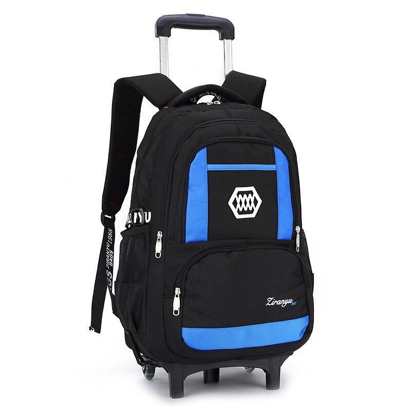 Mochila de rolamento para meninos rodas mochila trole saco escolar viagem bagagem 2020 nova chegada preto crianças bookbag mochila: Blue 2 wheels