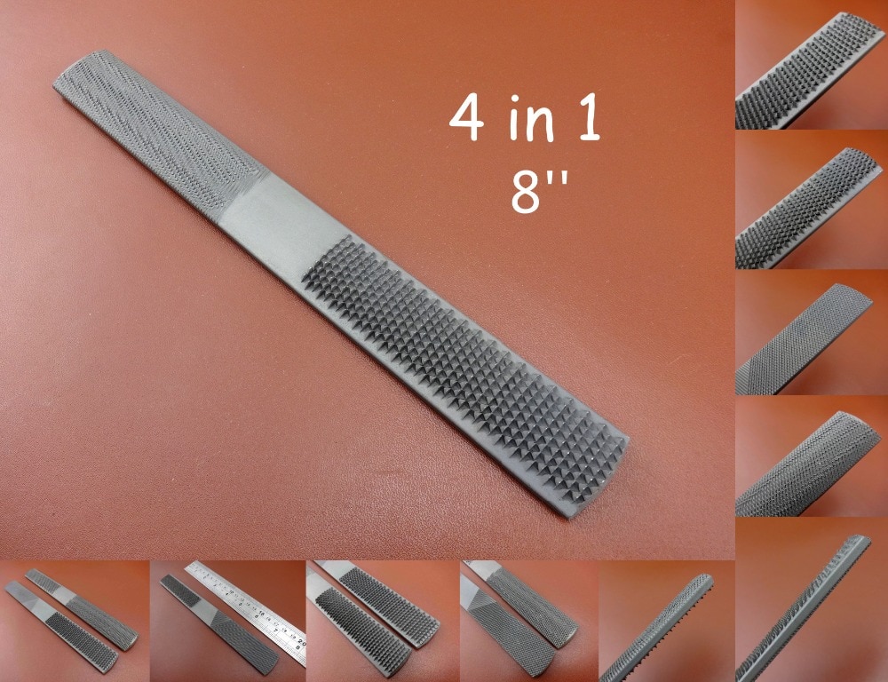 Zapatero de cuero de 8 "2 lados 4 en 1 para reparación de neumáticos, limas de madera, herramienta de sellado, perforadora, perfiladora
