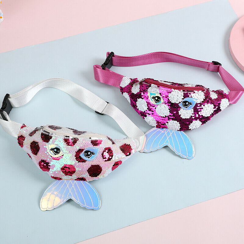 Kids Baby Sequins Belt Waist Wallet Hip Pouch Bum Bag Travel Party Bags Children's Mermaid Sequin Belt Bag