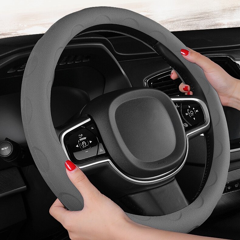 universell silikagel-rattdeksel til bil anti-skli sklisikkert slitesterk 38cm/15 tommers rattdeksel
