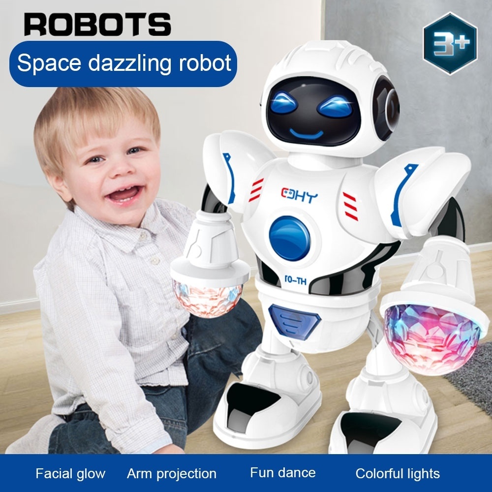 Ruimte Dazzling Muziek Robot Shiny Jongens Educatief Speelgoed Elektronische Walking Dansen Smart Ruimte Robot Kids Muziek Robot Meisjes Speelgoed