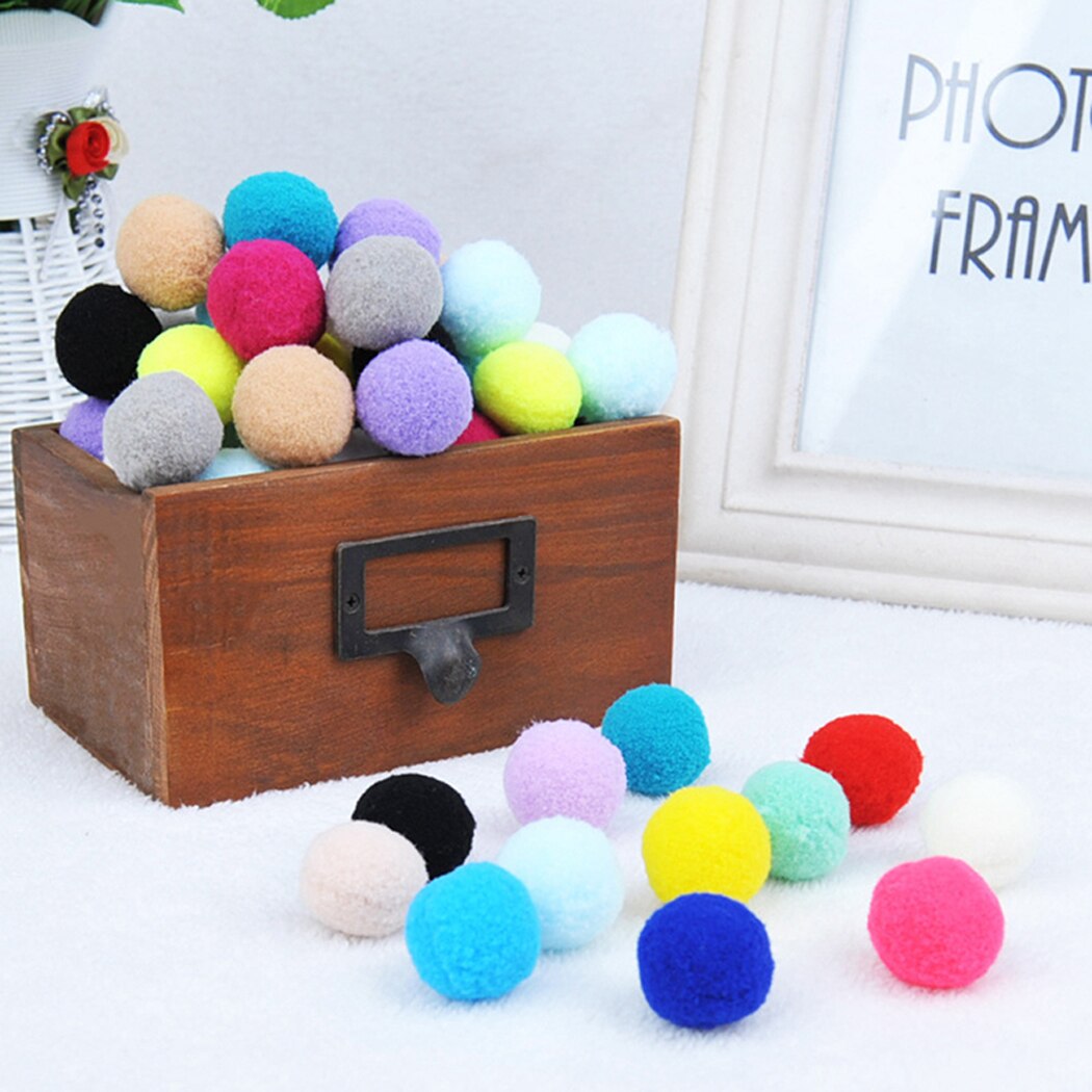 60 stk søte morsomme katteleker stretch plysj ball katt leke ball fargerik interaktiv katt pom pom katt tyggeleke