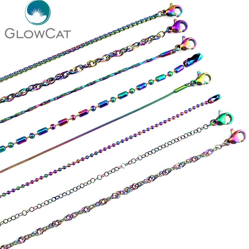 5 Stks/partij Meer Keuze Meer Stijl Regenboog Kleur Rvs Ketting Ketting Link Sieraden Maken