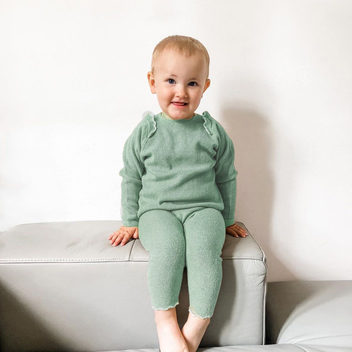 Zuigelingen Baby Jongen Meisjes Pyjama Kleding Fall Cooton Top Broek Ruffle Ronde Kraag Lange Mouwen Elastische Kids Sleep Kleding