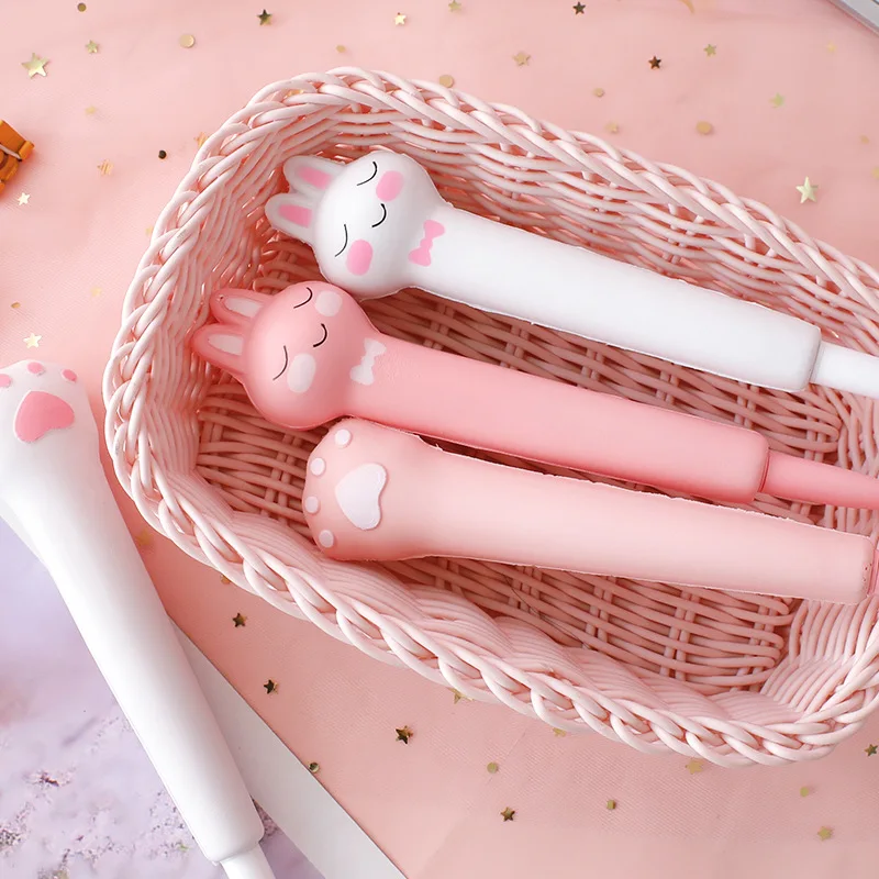 Stress Relieve Gel Pens Kawaii Rabbit Squishy Foam Signature Pens Cute Roller Pens for School Korean Stationery Office Supplies
