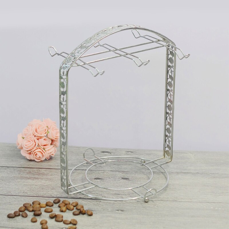 Mug Holder Coffee Rack Coffee Cup Holder Tea Set Stand Dishes Organizer Wrought Iron Mug Drainer Storage Drying Rack Org