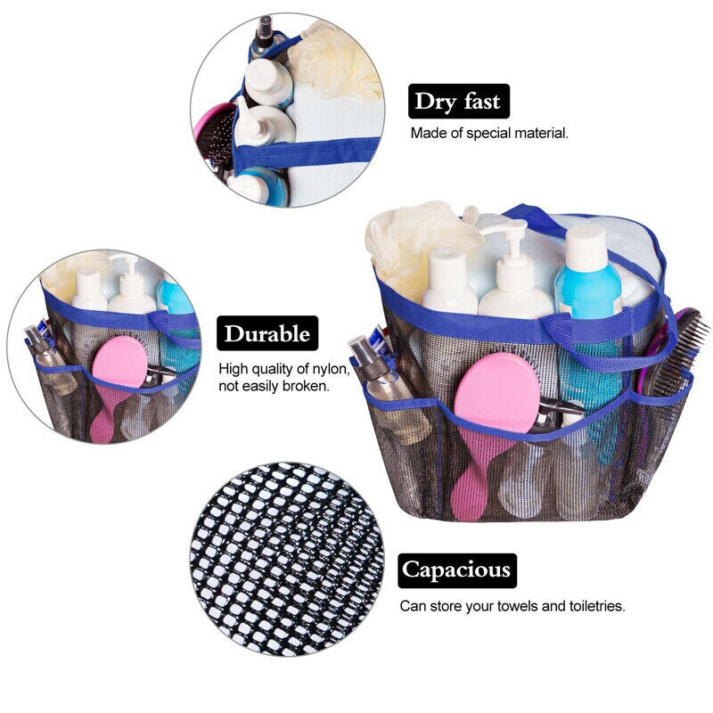 Packable Mesh Douche Bag Caddy Badkamer Carry Tote Toilettas Bad Organizer Bad Opbergmanden