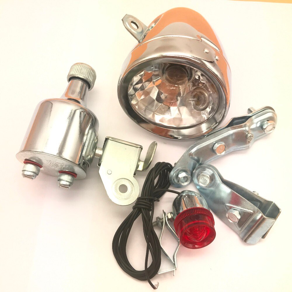 Motorized Bicycle Friction Generator Dynamo Head Tail Light LED Lamp MTB 12V 6W