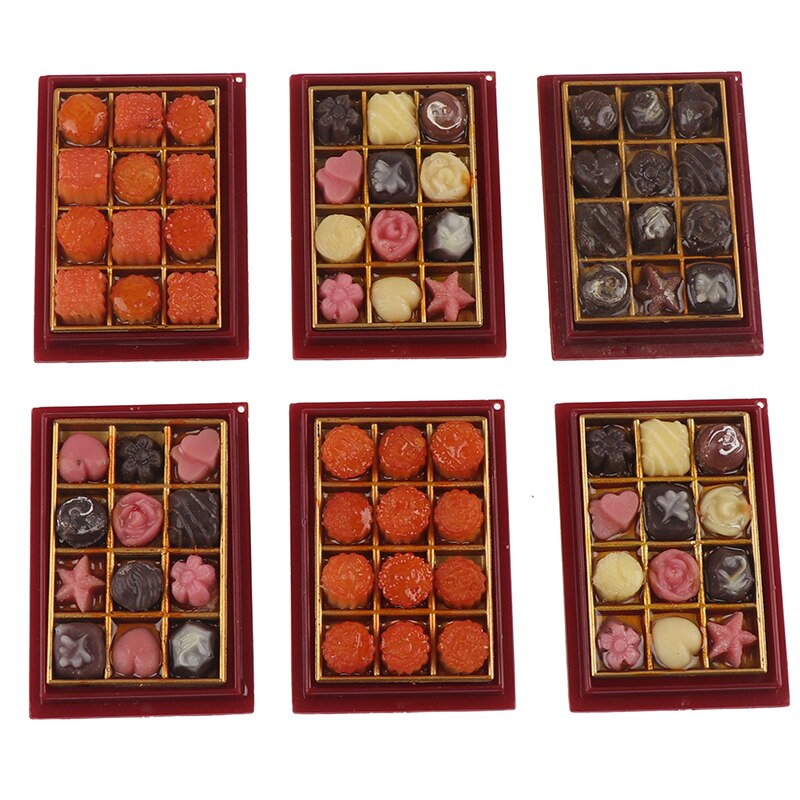 1Set 1/6 Scale Mini Moon Cake Chocolate Model Play Kitchen Food Toy Dollhouse Miniature for Doll House Accessories