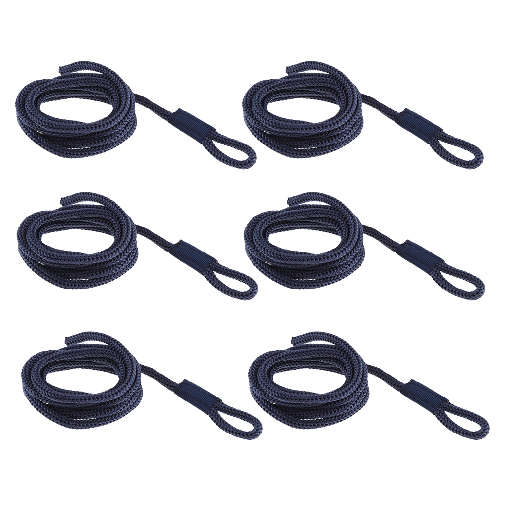 6 Stuks 1/4 Inch 6Mm Marine Dock Lijn Gevlochten Boot Touw 5 Ft Lengte (Blauw)