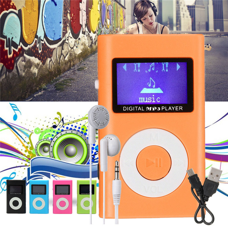 Leory mini draagbare usb  mp3 -speler met oortelefoon, lcd-schermondersteuning, 32gb micro sd-tf-kaartlezers voor sportmuziekspeler  mp3
