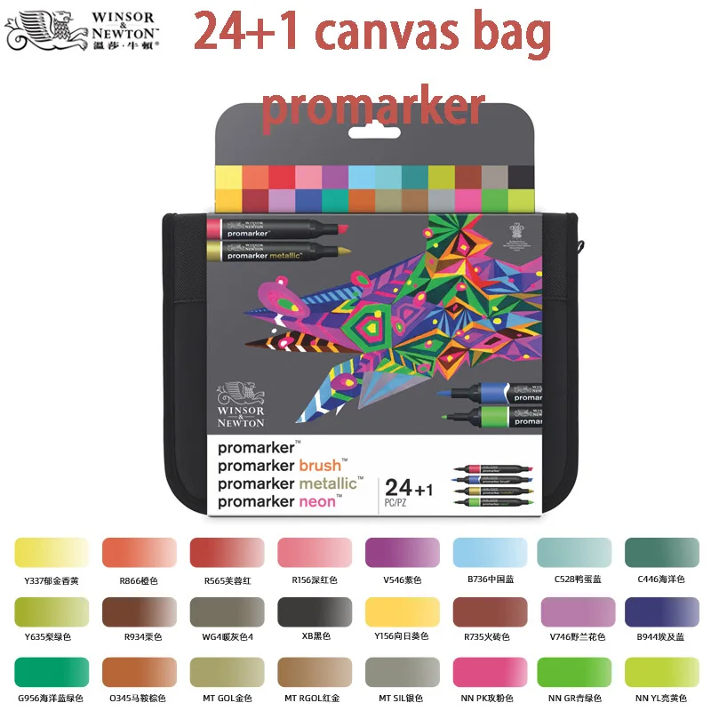 WINSOR & NEWTON Alcohol Based Promarker 6/12/24/48/96 Colors Set Twin/ Double Tip Marker Pens Pro Marker For Artists