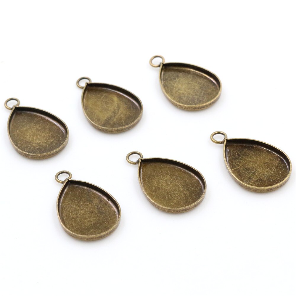20pcs 13x18mm Tamanho Interno 4 Cores Banhado A Gota Estilo Encantos de Bronze Cameo Cabochão Base de dados de Configuração Pingente achados colar: Bronze