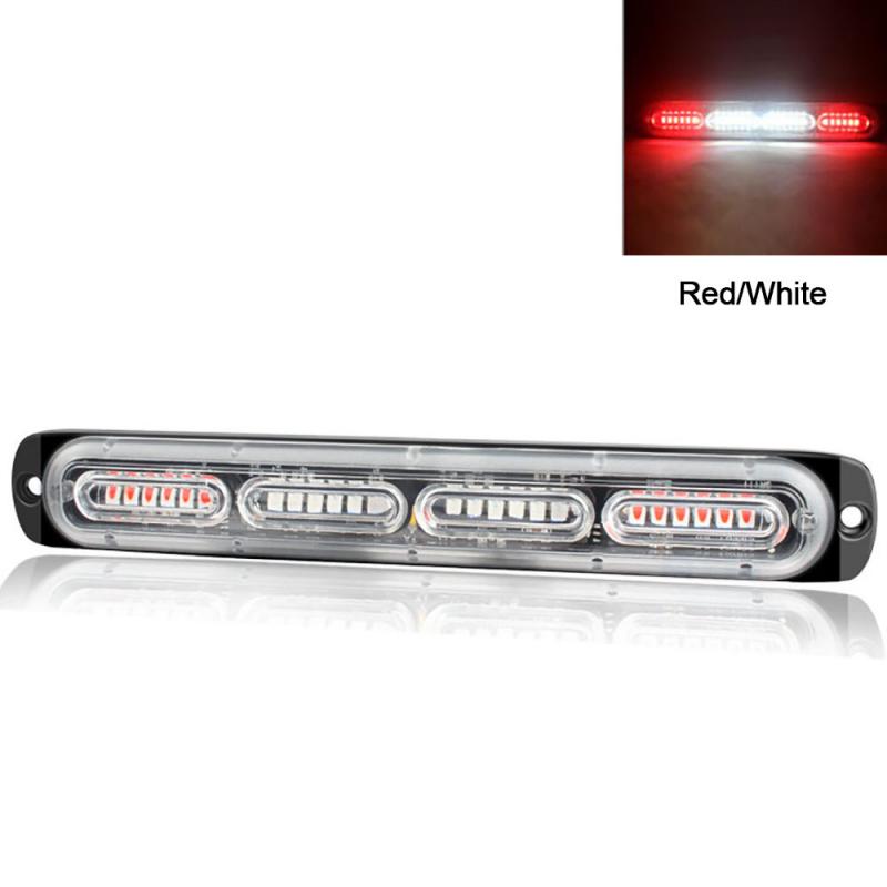 Voiture camion clignotant d'urgence tableau de bord stroboscopique voyant d'avertissement jour en cours d'exécution Flash Police lumières 24 barre de Led Modes clignotants 12V hors route: Red and White