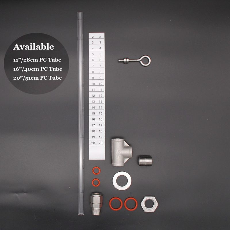 11"/16"/20" Weldless Sight Gauge Tee Assembly Stainless Steel PC Tube