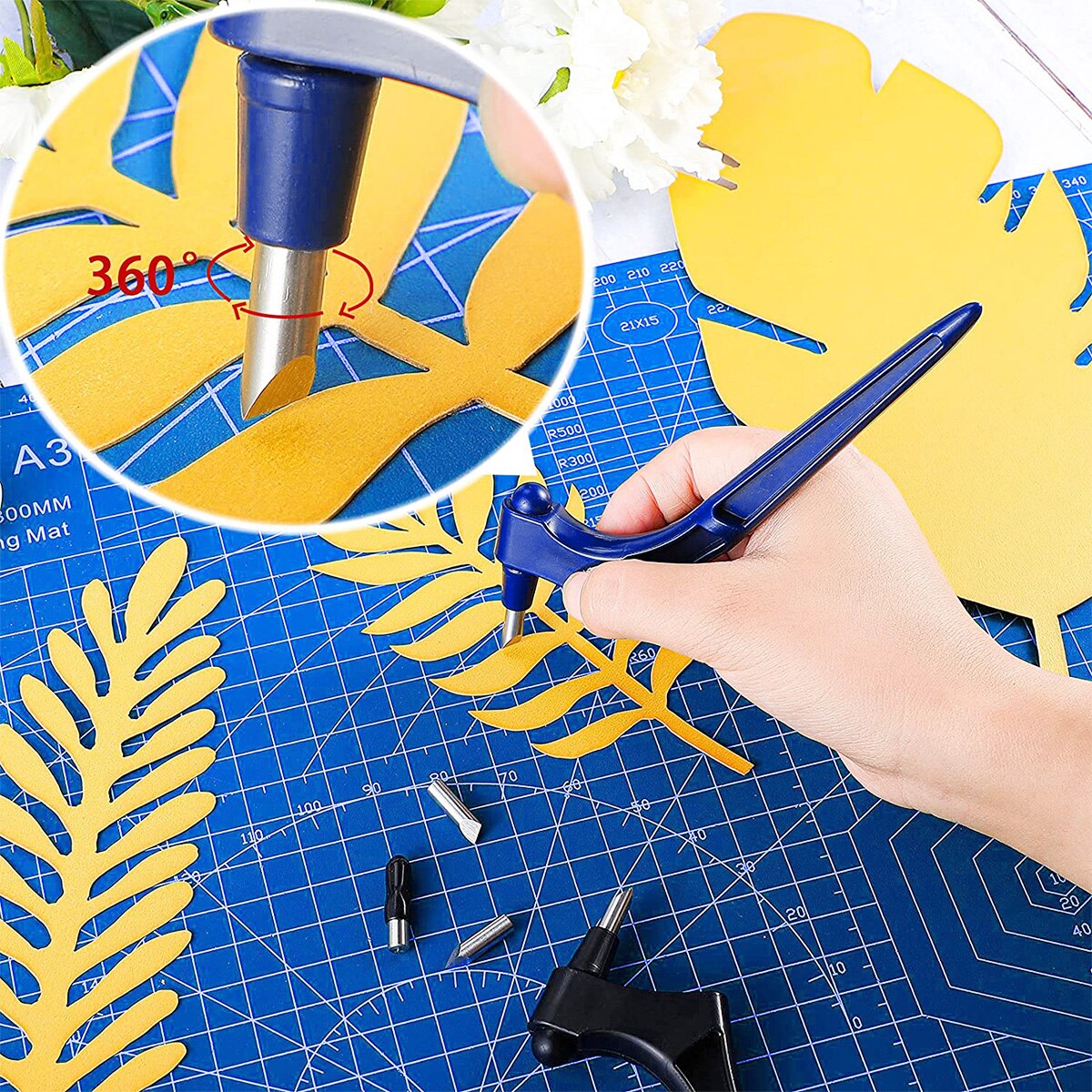 13Pcs DIY Art Craft Cutting Tool With 360Rotating 15/30/45Degree Blades Safety Scrapbook Stencil Cutter Craft Cutting Tools Kit