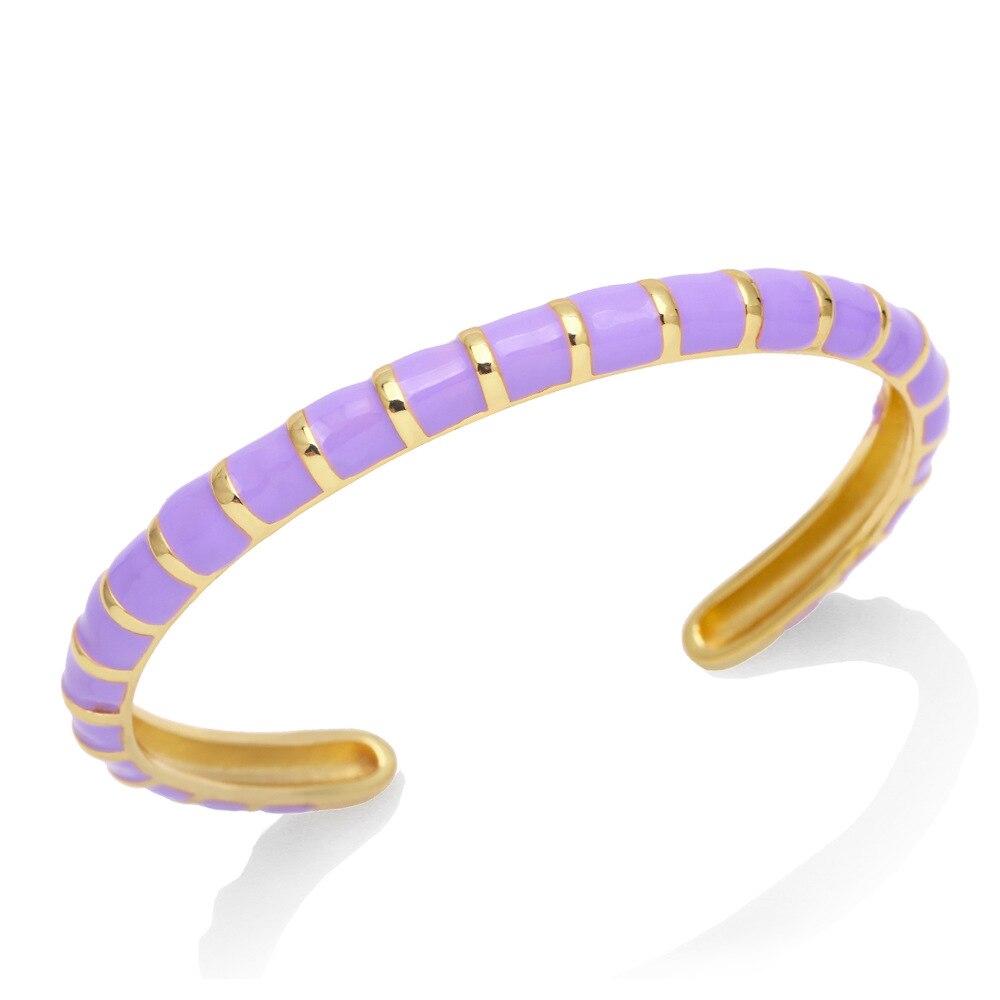 Y2K Mode Streep Emaille Manchet Armbanden Koperen Armband Armband 2022 Sieraden Voor Vrouwen Meisje Beach Party