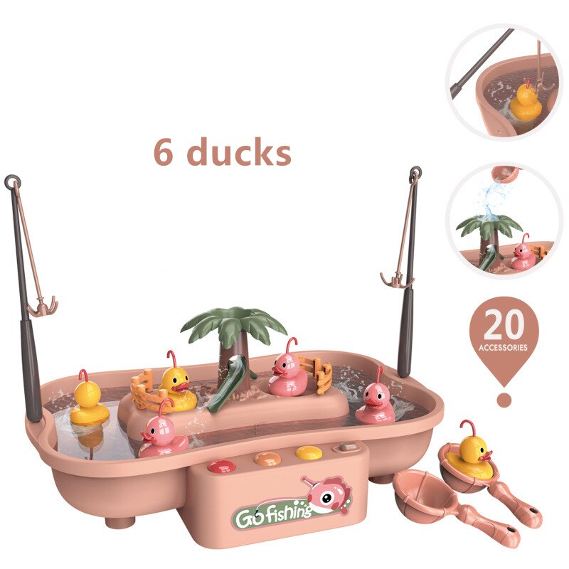 freundlicher Magnetischen Angeln Spielzeug Musik Elektrische Durchblutung Ente Angeln Plattform Rotierenden Schlecht Spielzeug Für freundlicher Wasser Spielen Spiel: Rosa 20Stck