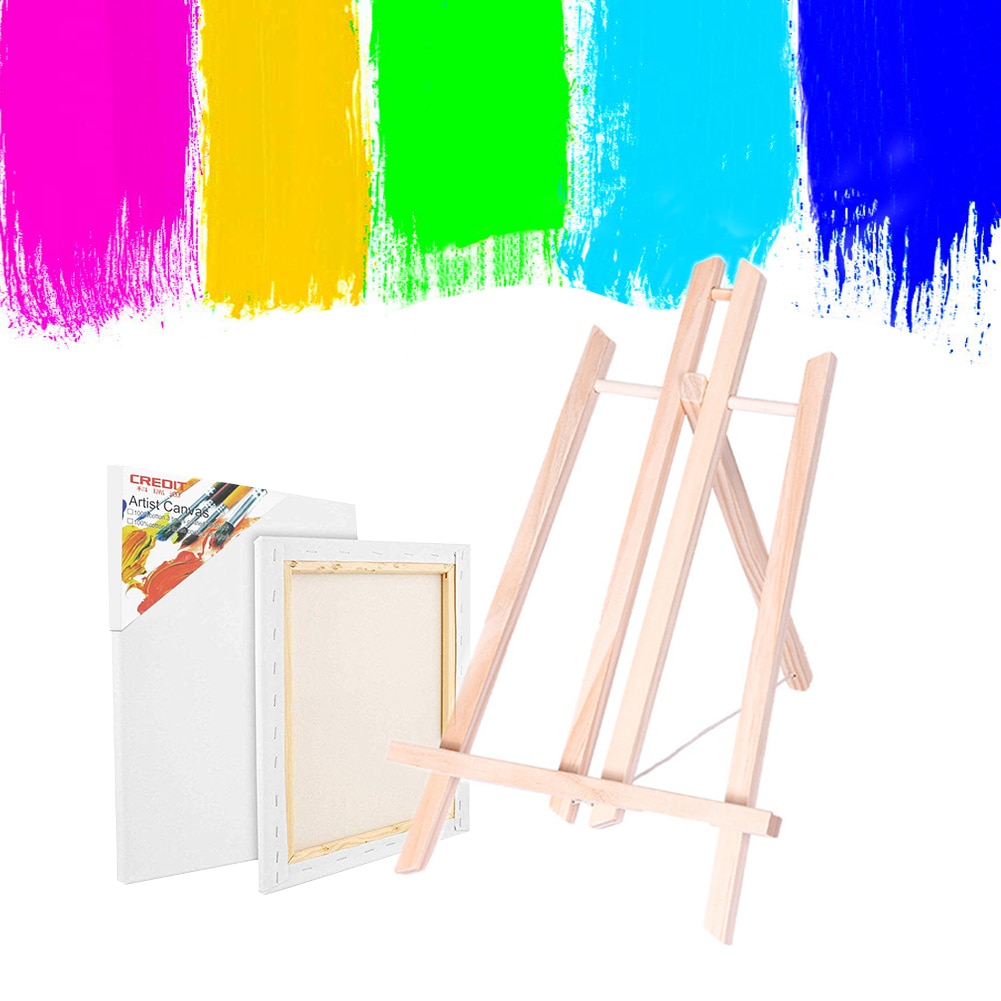 2pz Cavalletto di Legno di Cotone Puro Olio di Tung cornice Naturale 25*30cm/30*40cm e cavalletto di legno impostato 40*20cm per La Pittura di Arte