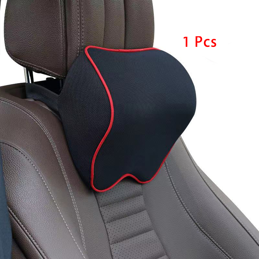 Almohada para reposacabezas de coche, cojín para asiento de coche, Protector de cuello, asiento de automóvil, accesorios para Restauto, algodón de memoria: Headrest Black Red