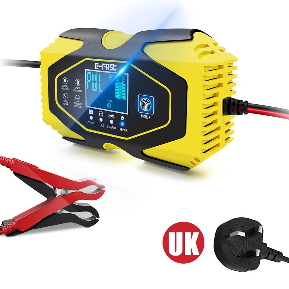 Batteria auto veloce caricabatterie 12V/6A-24V/3A di Ricarica Unità con Schermo LCD Dello Schermo di Piombo-acido Della Batteria Al Litio caricabatteria e manutentore: UK