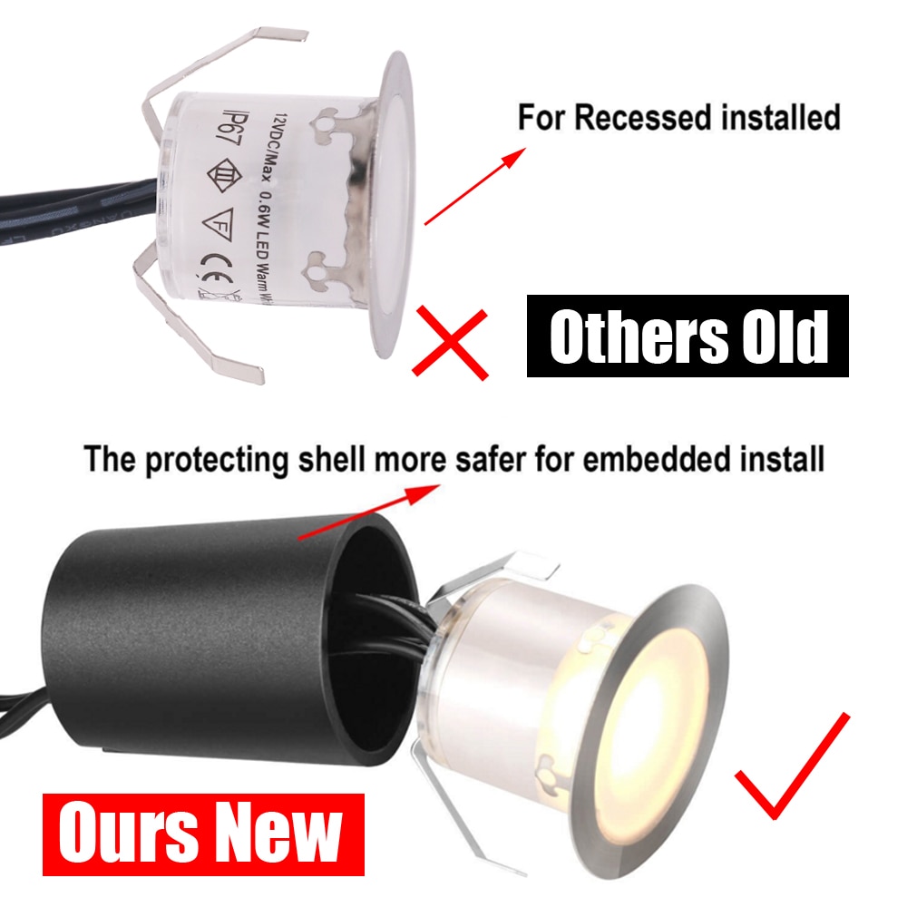1 10 16 lichter LED Deck Licht mit Schwarz Shell 12V Unterirdischen Licht Lampe IP67 Wasserdicht Garten Yard Pathway deck Beleuchtung