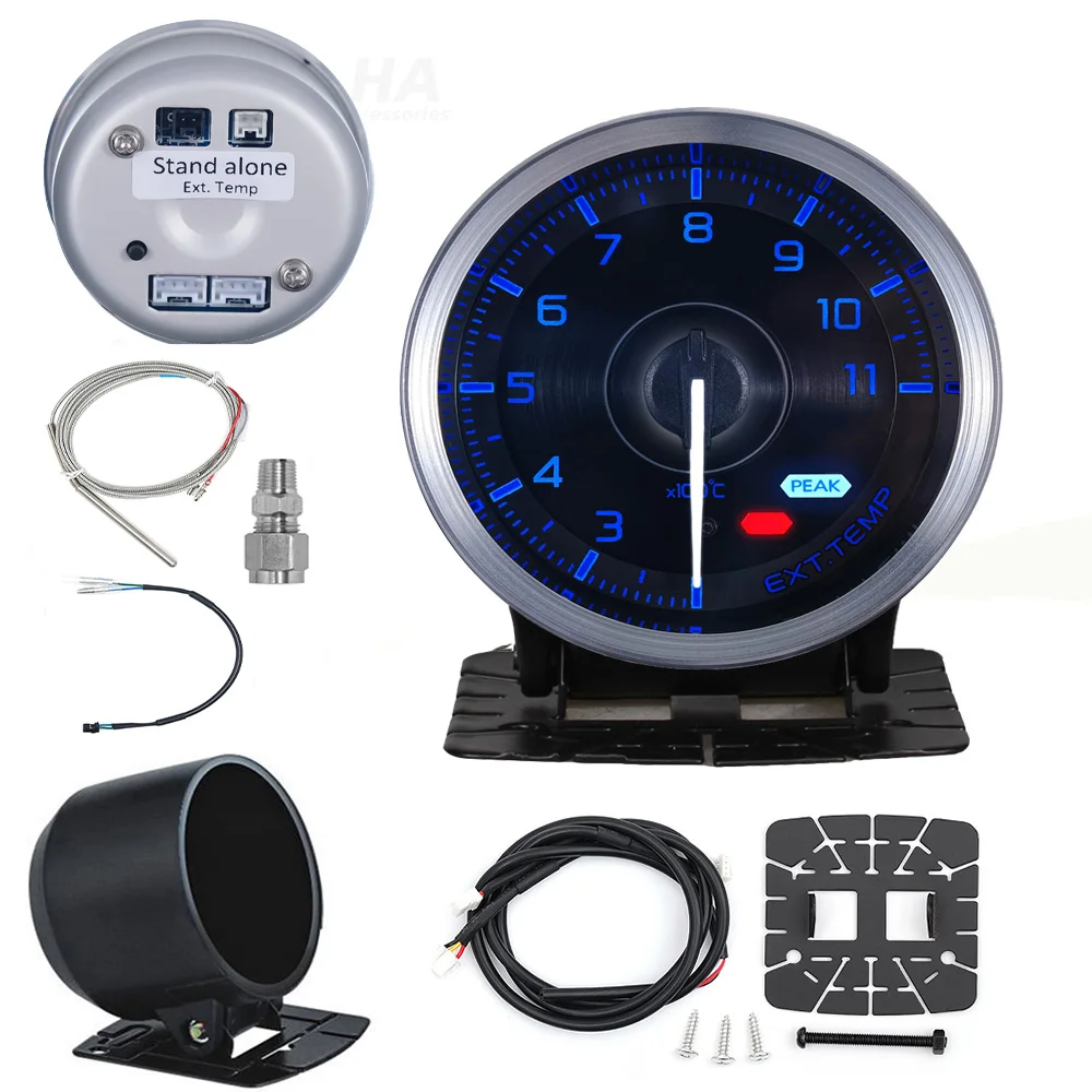 Ha tilbehør 60mm automatisk måler 7 farve def i advance  a1 olietryk turbo boost egt udstødningstemperatur omdrejningstæller vand olietemperatur: Sølv