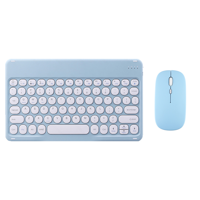 Gratis Muis Met Toetsenbord 10 Inch Universele Toetsenborden Voor Tablet Telefoon Pc Bluetooth-Compatibel Toetsenbord Voor Ipad Samsung Huawei: blue round mouse