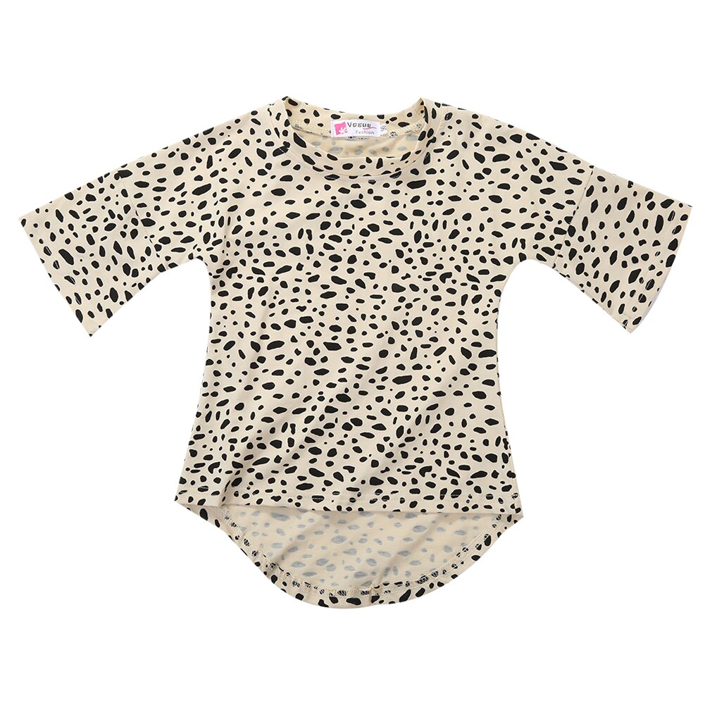 Pudcoco tjej t-shirt 0-5y barn bebis flickor leopardmönstrat 3/4- ärmad topp t-shirt festklänning sundress: 3t