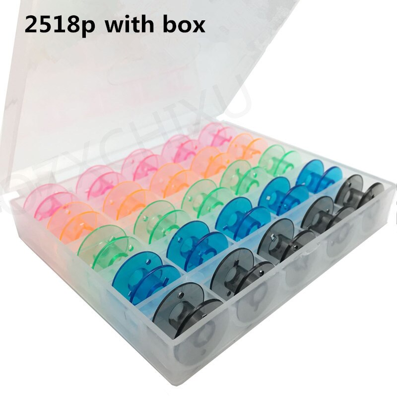 Carretes de plástico transparente para máquina de coser, 25 bobinas con caja de almacenamiento de hilo, accesorios de costura para el hogar, herramientas de costura, 1 Juego por lote: 15