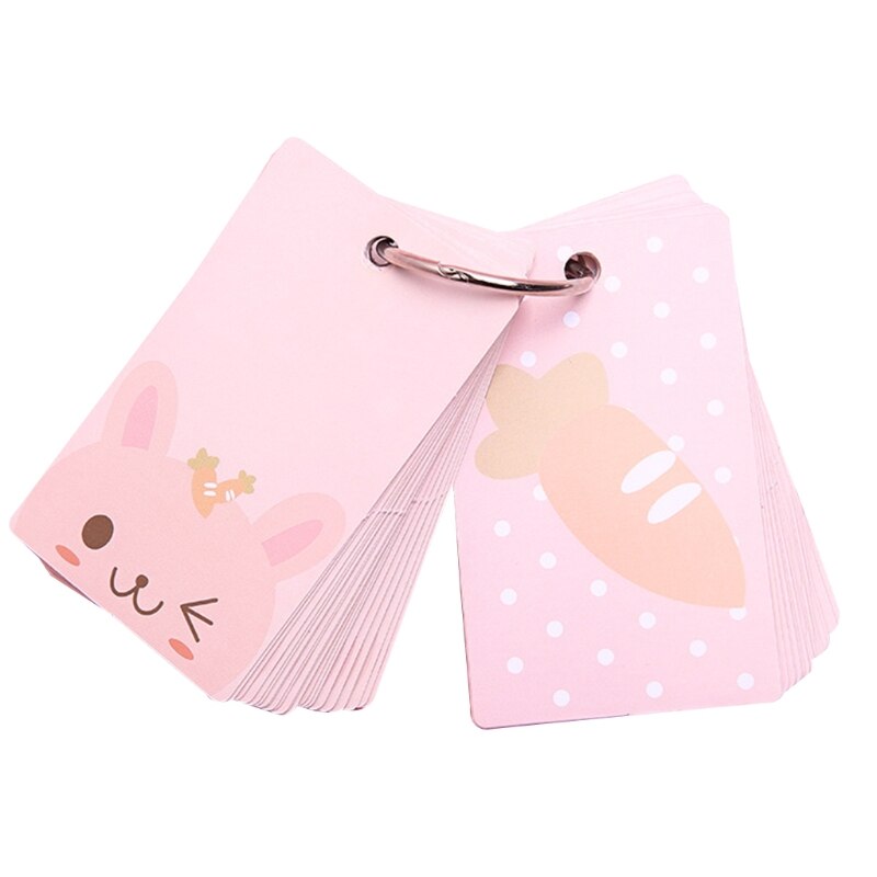 Blank Index Card Flash Cards Note Paper Set with Binder Ring Refillable for Kids: carrot